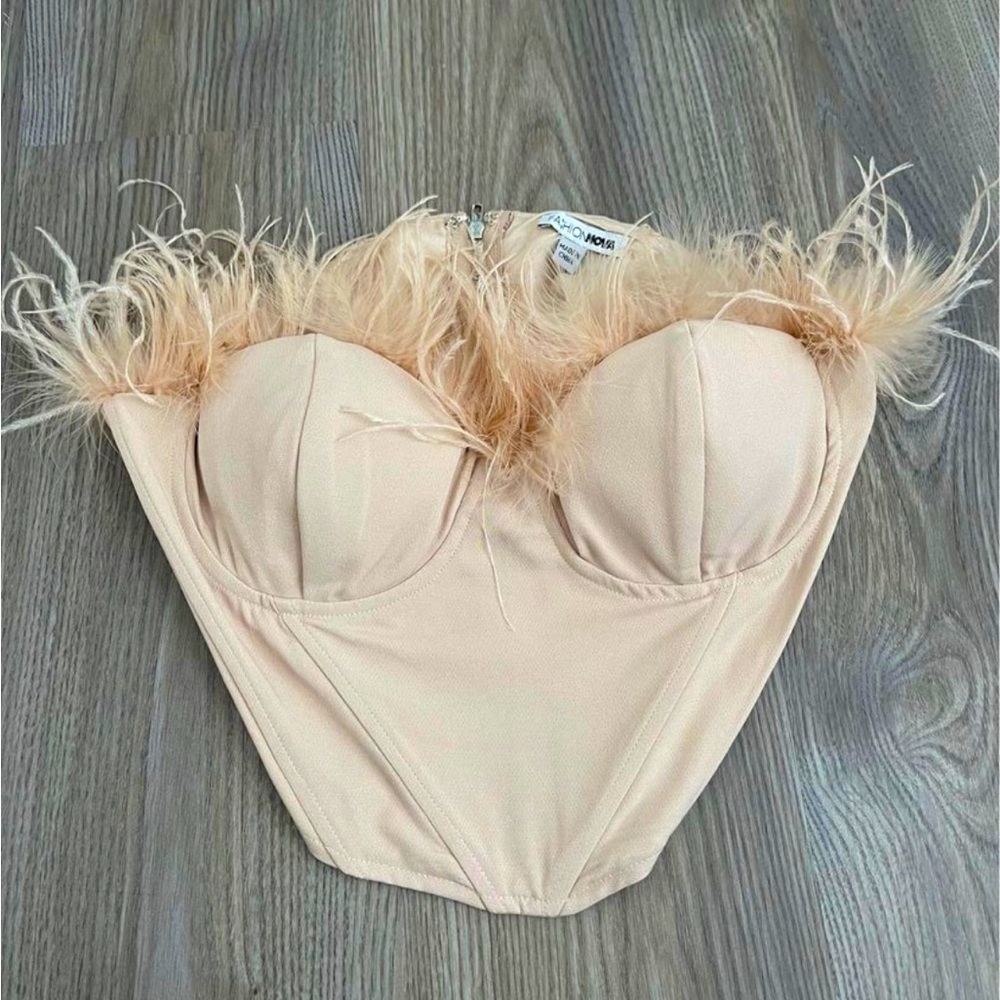 Ostrich Feather Bustier Top